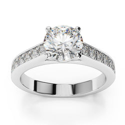 2.80 Carats Round Prong Set Real Natural Earth Mined Diamond Accented Ring White Gold 14K
