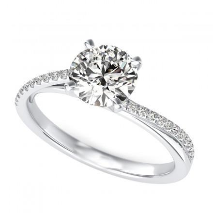 2.80 Carats Solitaire With Accent Natural Diamonds Engagement Ring Gold 14K