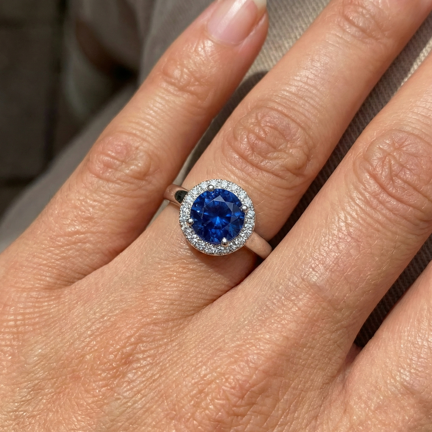 2.80 Ct Solitaire With Accents Ceylon Sapphire Natural Earth Mined Diamond ( Not Lab Grown ) s Ring WG 14K
