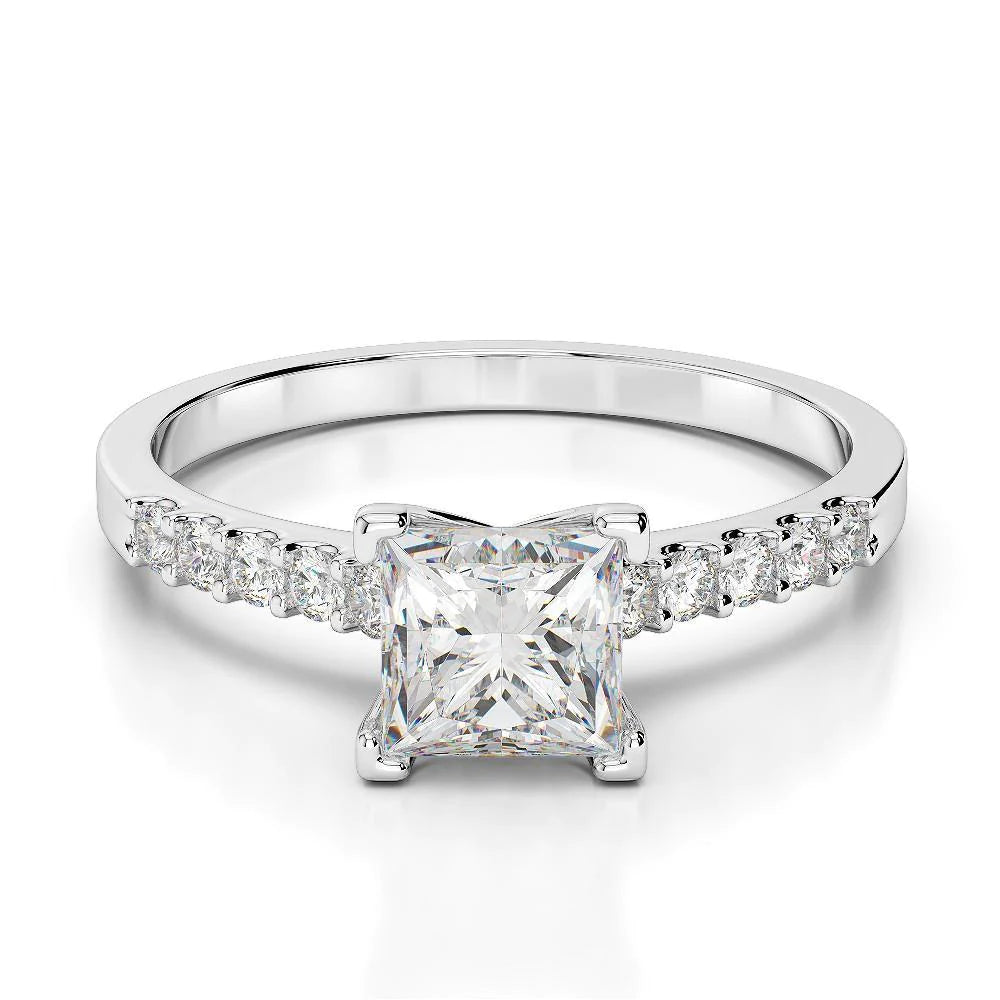 2.85 Carats Sparkling Princess Real Diamond Anniversary Ring