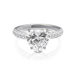 2.85 Carats Women Heart Real Diamond Engagement Ring White Gold 14K
