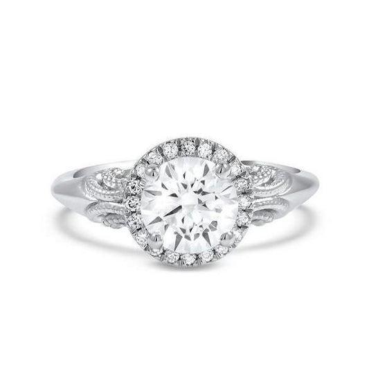 2.85 Ct Accented Round Natural Diamond Halo Ring White Gold