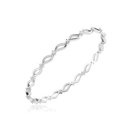 2.85 Ct Round Cut Natural Earth Mined Diamonds Bangle 14K White Gold