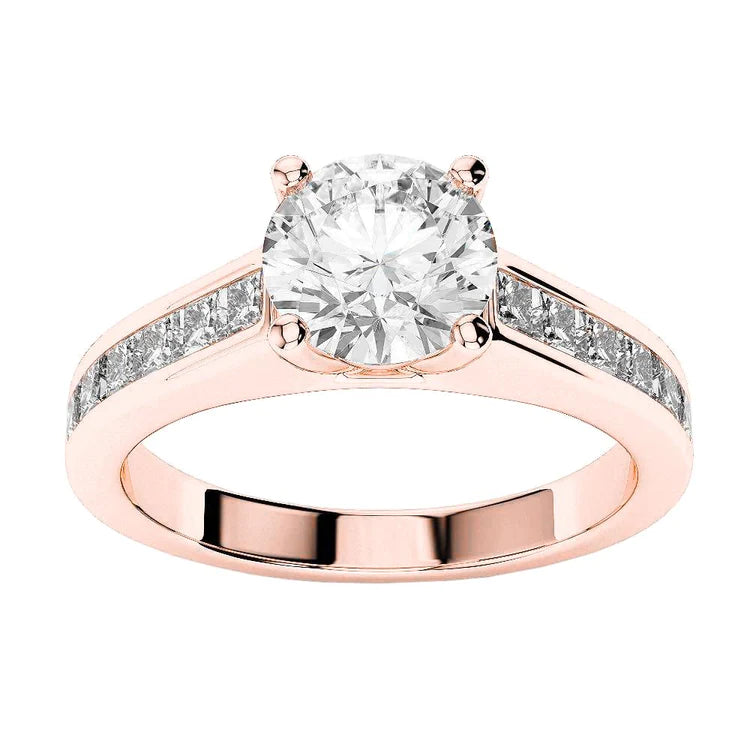 2.90 Carats Brilliant Cut Real Diamonds Engagement Ring Rose Gold 4K