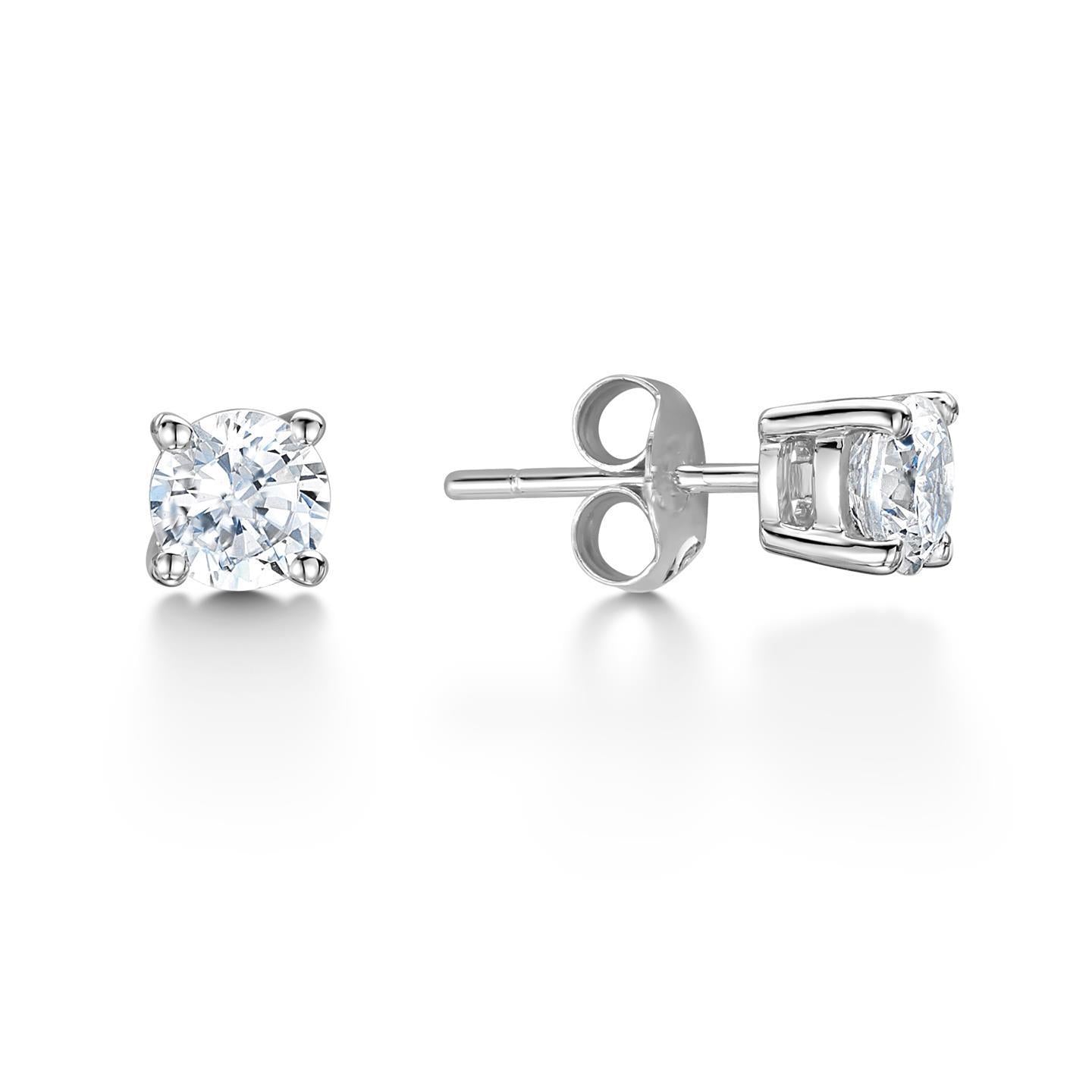 2.90 Carats Round Cut Genuine Diamonds Studs Earrings White Gold 14K