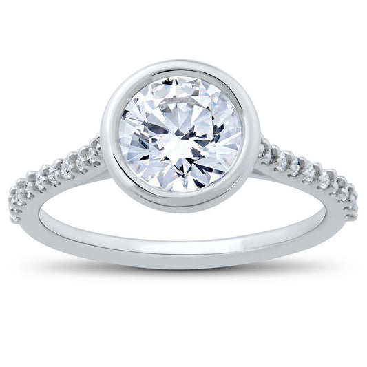 2.90 Carats Solitaire With Accent Genuine Diamonds Wedding Ring White Gold 14K
