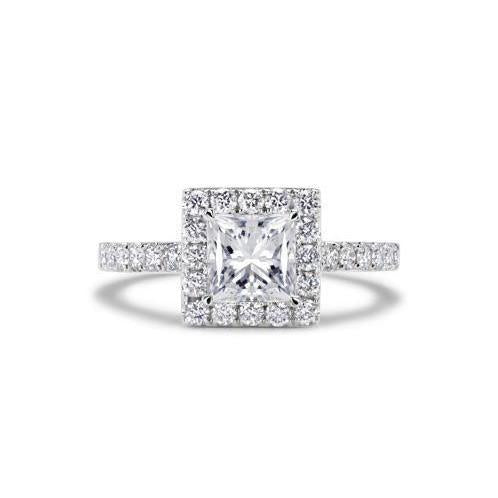 2.90 Ct Princess And Round Cut Real Diamond Halo Ring Gold - Halo Ring-harrychadent.ca