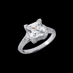 2.91 Carat Princess Natural Diamond Ring Solitaire With Accents Pave