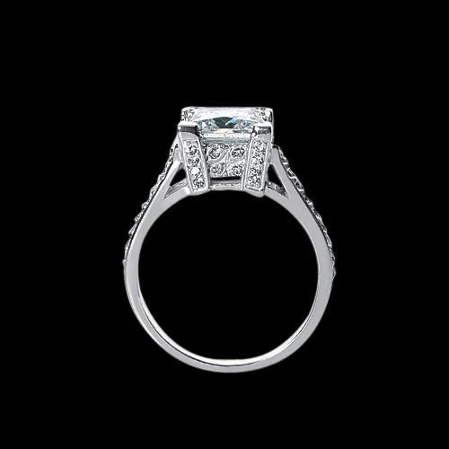 2.91 Carat Princess Natural Diamond Ring Solitaire With Accents Pave