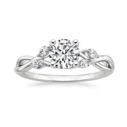 2.94 Carats Real Round And Marquise Cut Diamonds Anniversary Ring White Gold
