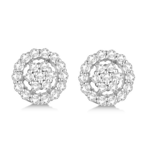 2.95 Ct Round Cut Real Diamond Halo Pave Set Stud Earring