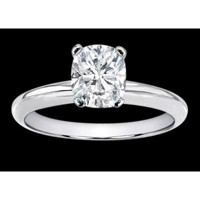 2 Carat Cushion Natural Earth Mined Diamond Solitaire Ring White Gold 14K
