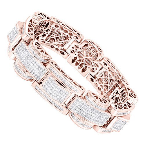 20 Carats Pave Set Princess Cut Diamond Men Bracelet 