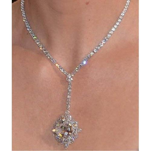 20 Ct Round Cut Real Diamonds Ladies Necklace With Chain
