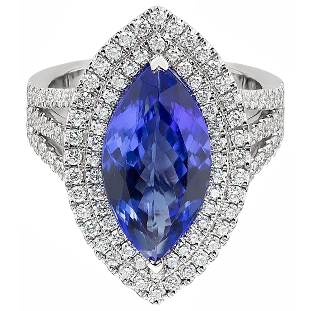 21.25 Ct Solitaire With Accent Tanzanite With Natural Earth Mined Diamond ( Not Lab Grown )s Ring Gold 14K