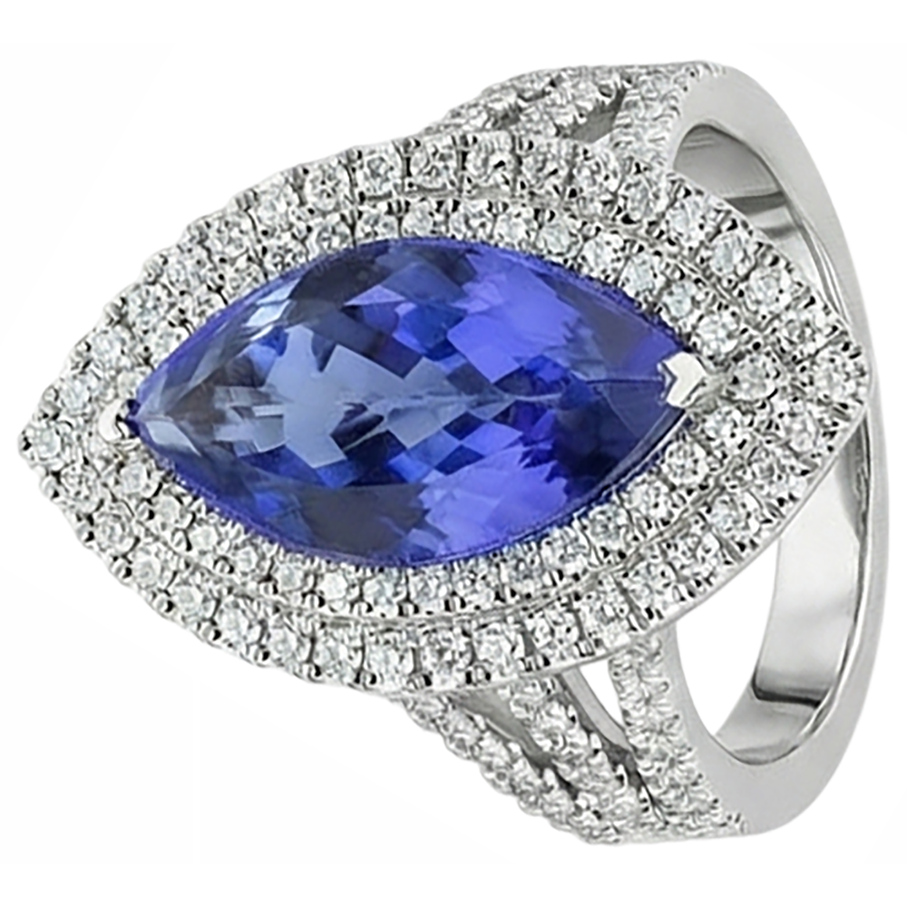 21.25 Ct Solitaire With Accent Tanzanite With Natural Earth Mined Diamond ( Not Lab Grown )s Ring Gold 14K