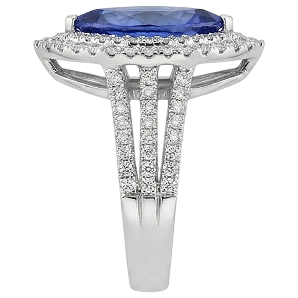 21.25 Ct Solitaire With Accent Tanzanite With Natural Earth Mined Diamond ( Not Lab Grown )s Ring Gold 14K