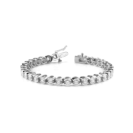 21.78 Carats Round Cut Lab Grown Diamonds White Gold 14K Tennis Bracelet