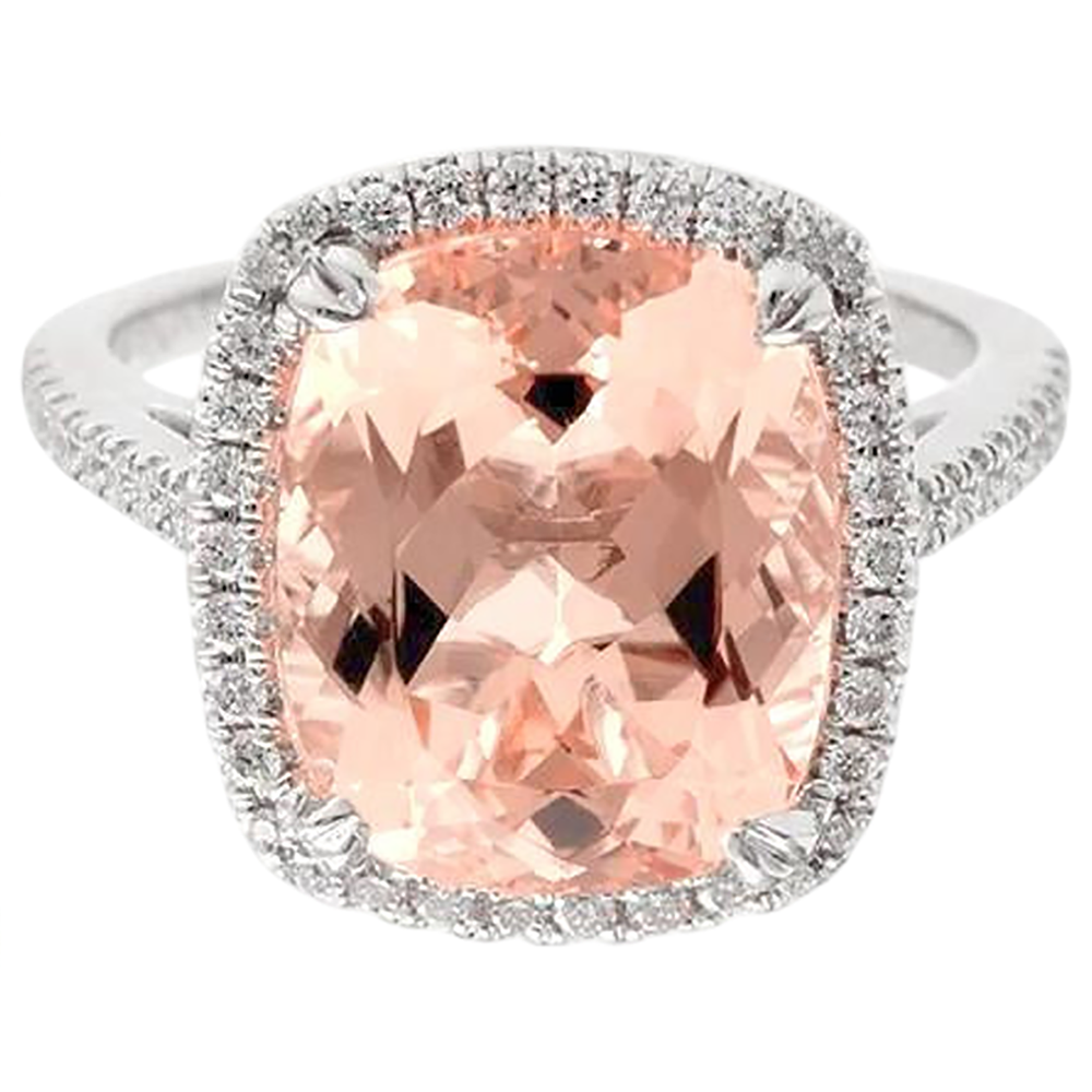 natural round morganite 23.05ct ring side angle