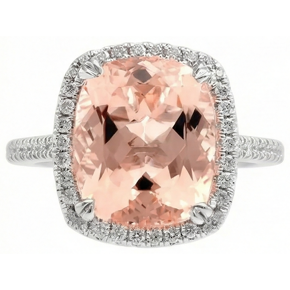 natural round morganite 23.05ct ring top view