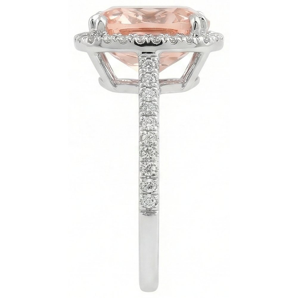 natural round morganite 23.05ct ring profile view