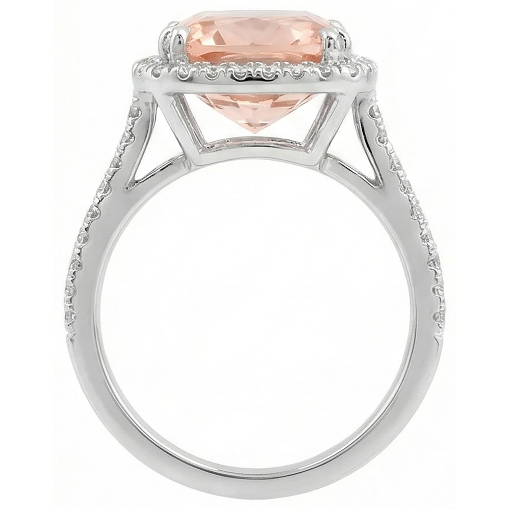 natural round morganite 23.05ct ring on white background