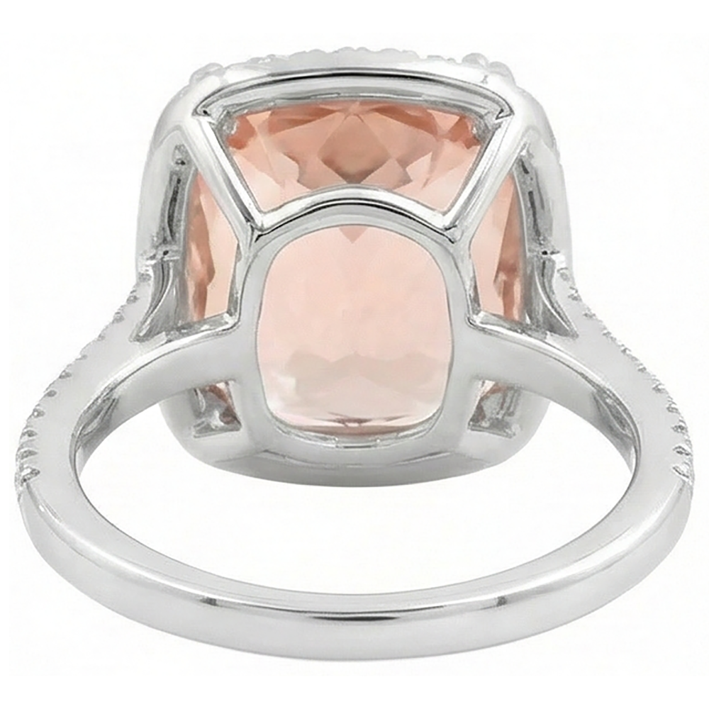 natural round morganite 23.05ct ring with diamond accents