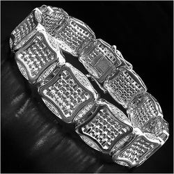 23 Carats Small Round Real Diamonds Men's Bracelet White Gold 14K