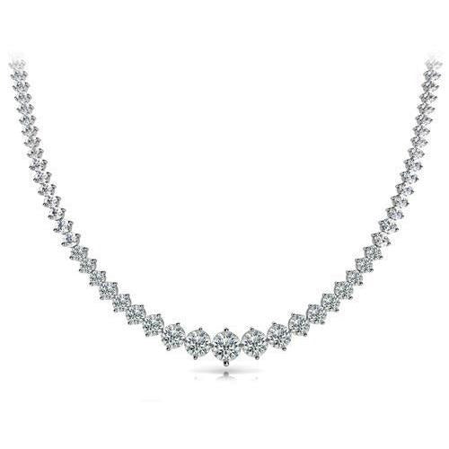 24 Ct Small Round Cut Real Diamonds Ladies Necklace 14K White Gold - Necklace-harrychadent.ca