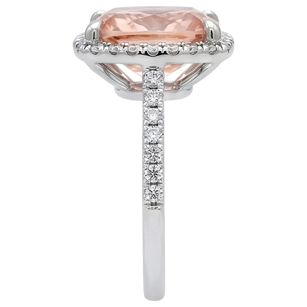 25.25 Carats Morganite And Natural Earth Mined Diamond ( Not Lab Grown )s Wedding Ring Gold White 14K