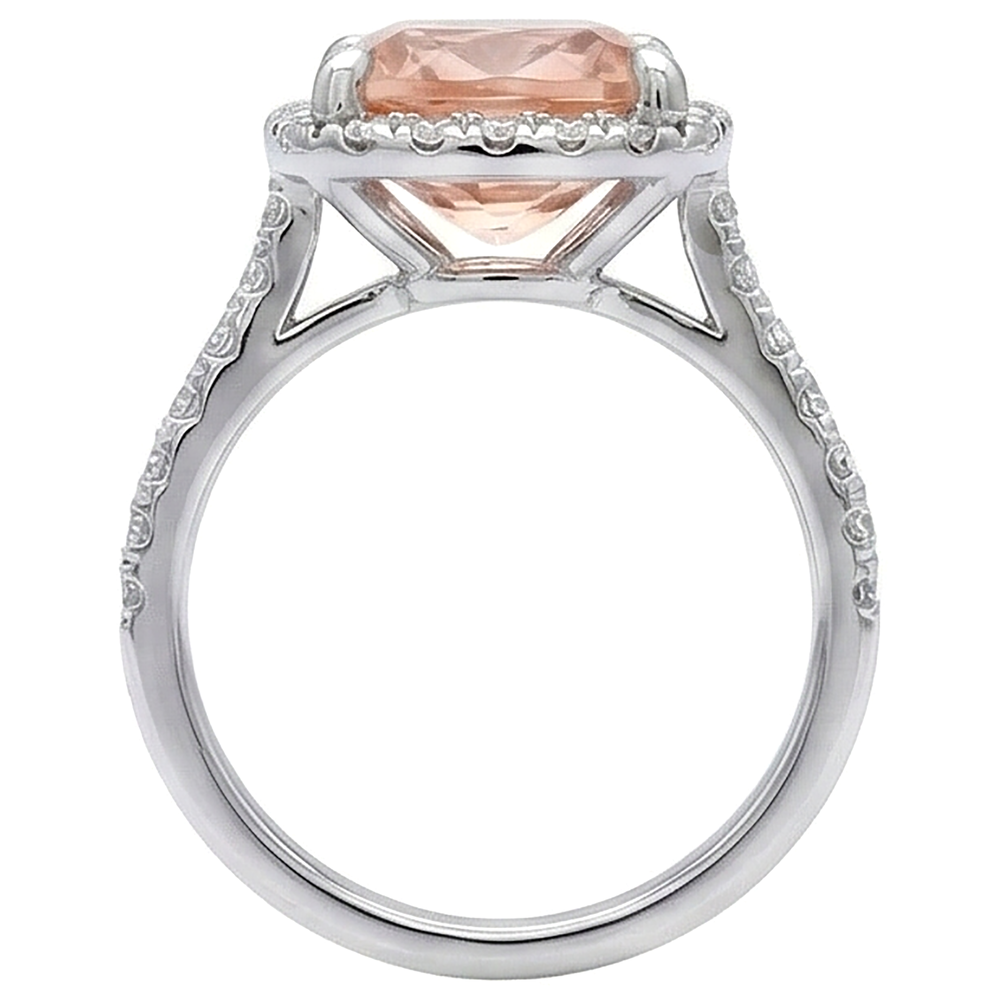 25.25 Carats Morganite And Natural Earth Mined Diamond ( Not Lab Grown )s Wedding Ring Gold White 14K