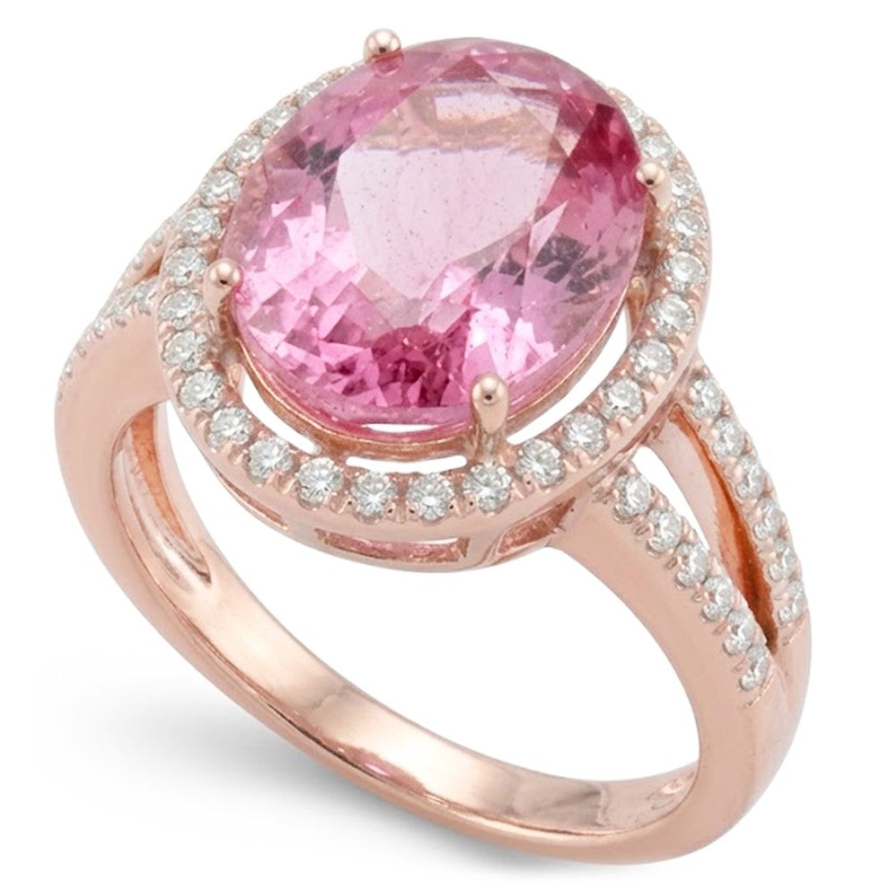 25 Ct Prong Set Kunzite And Natural Earth Mined Diamond ( Not Lab Grown )s Wedding Ring Gold Rose 14K