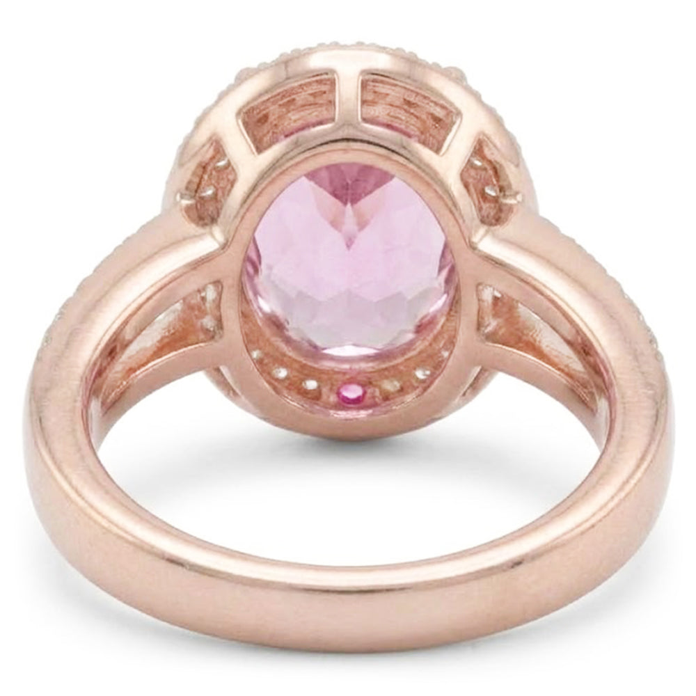 25 Ct Prong Set Kunzite And Natural Earth Mined Diamond ( Not Lab Grown )s Wedding Ring Gold Rose 14K