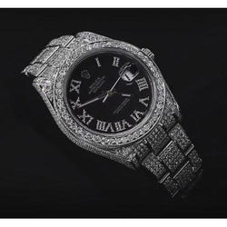 25 Carats Black Custom Diamond Dial Datejust Ii Rolex Mens Watch