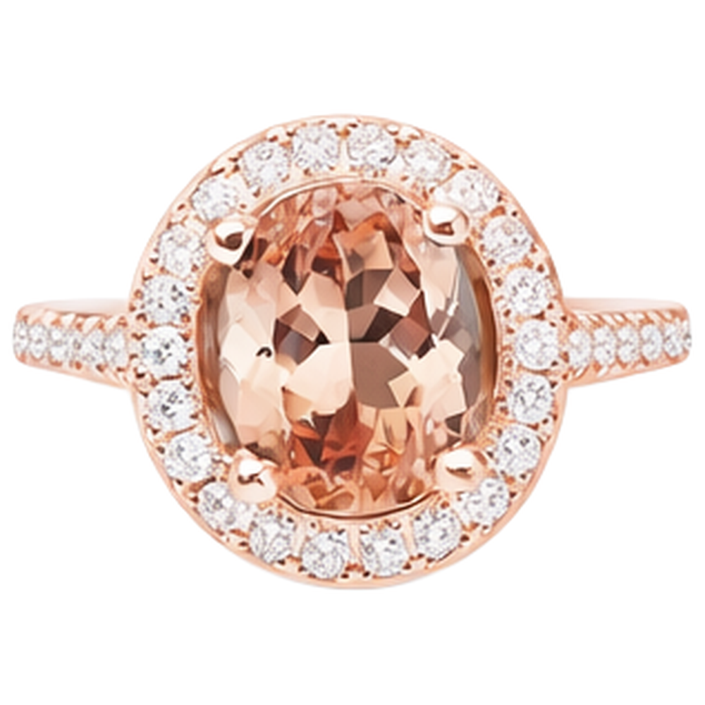 26.50 Ct Oval Morganite And Natural Earth Mined Diamond ( Not Lab Grown )s Ring Rose Gold 14K