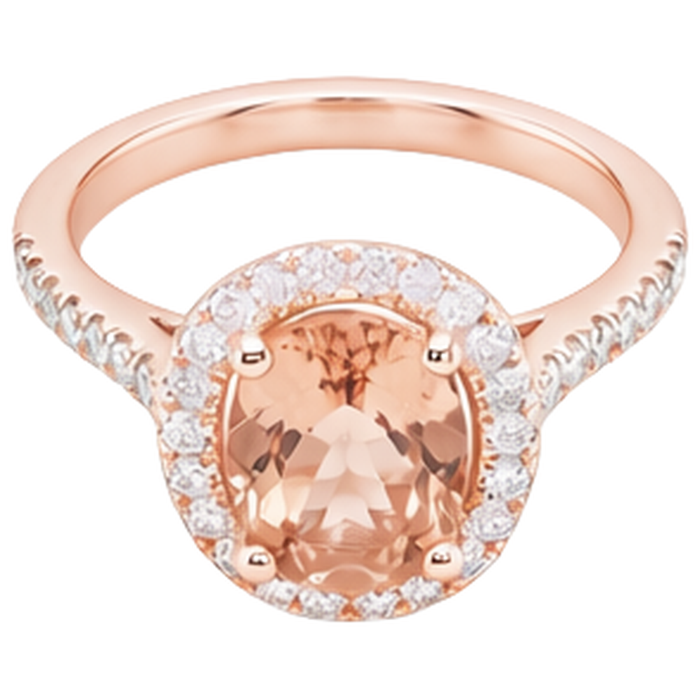 26.50 Ct Oval Morganite And Natural Earth Mined Diamond ( Not Lab Grown )s Ring Rose Gold 14K