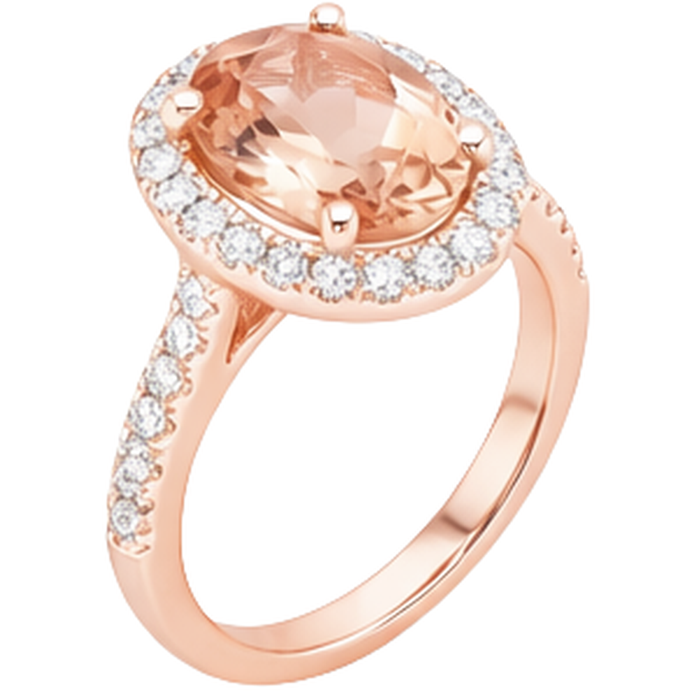 26.50 Ct Oval Morganite And Natural Earth Mined Diamond ( Not Lab Grown )s Ring Rose Gold 14K