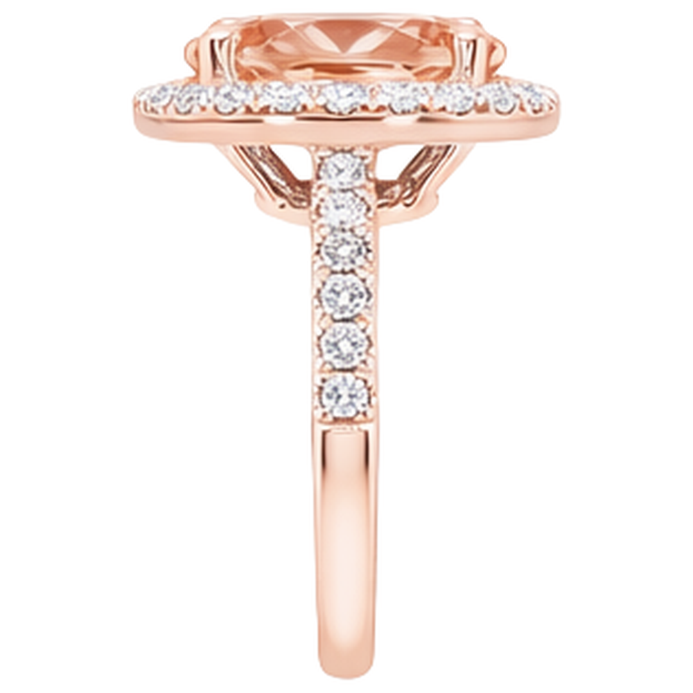 26.50 Ct Oval Morganite And Natural Earth Mined Diamond ( Not Lab Grown )s Ring Rose Gold 14K
