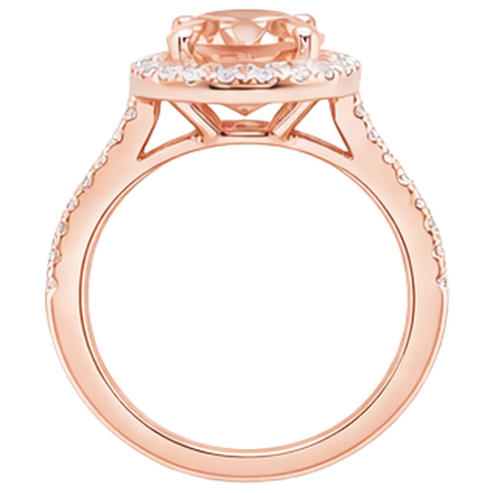 26.50 Ct Oval Morganite And Natural Earth Mined Diamond ( Not Lab Grown )s Ring Rose Gold 14K