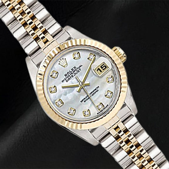 26mm Rolex Datejust Two Tone Mother of Pearl Diamond Women s Watch harrychadent