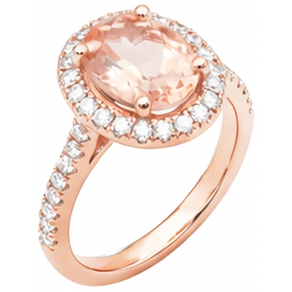 natural round morganite 27.50ct ring close up detail
