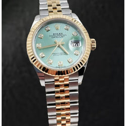 279173 Gorgeous Rolex Ladies Watch with Green Tapestry Diamond Dial 18K Gold