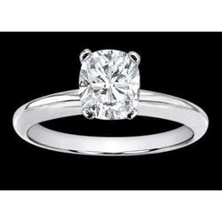 2 Carat Cushion Real Natural Earth Mined Diamond Solitaire Ring White Gold 14K