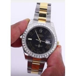 2 Carat Custom Diamond Bezel Mid Size Midsize Datejust Rolex Watch