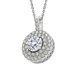2 Carat Double Row Natural Diamonds Pendant Necklace Without Chain Gold 14K