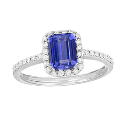 2 Carat Emerald Cut Sapphire And Natural Earth Mined Diamond Ring