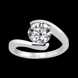 2 Carat Genuine Diamond Tension Like Setting Solitaire Ring