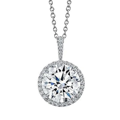 2 Carat Halo Real Diamond Gold Pendant - Pendant-harrychadent.ca