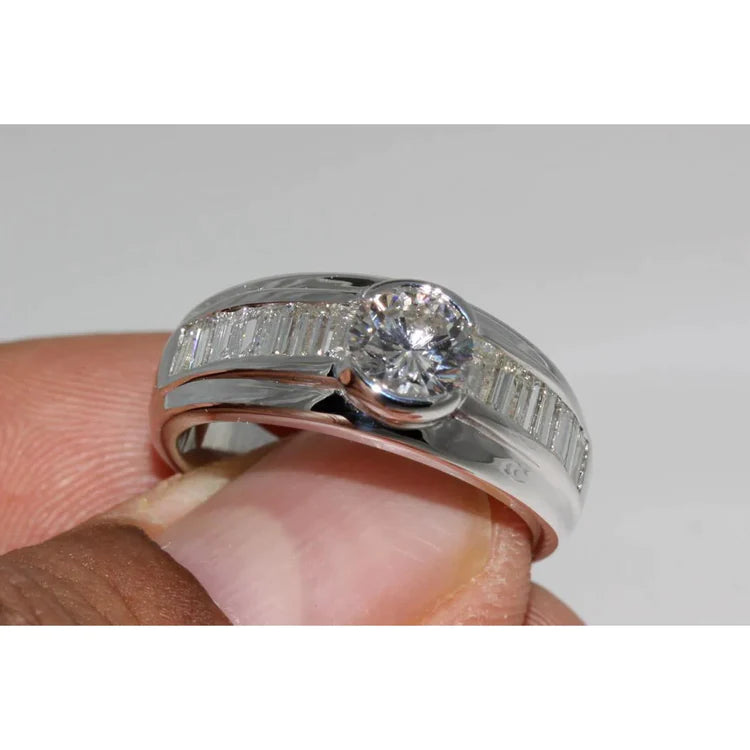 2 Carat Natural Diamonds Engagement Ring Men's Band 14K
