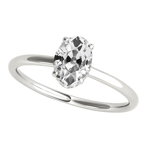 2 Carat Oval Genuine Diamond Solitaire Wedding Ring